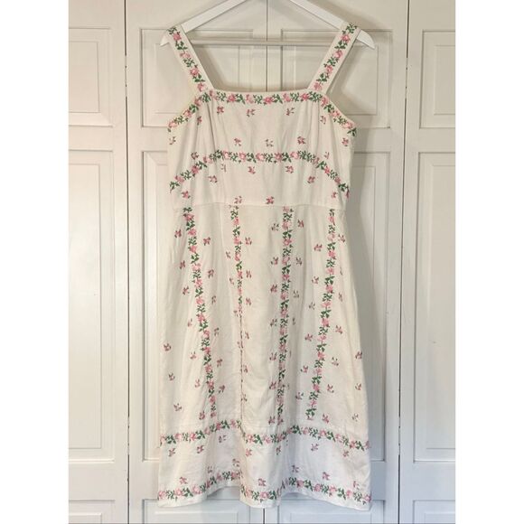 Coldwater Creek white embroidered floral tank dress size 6 - Picture 2 of 11